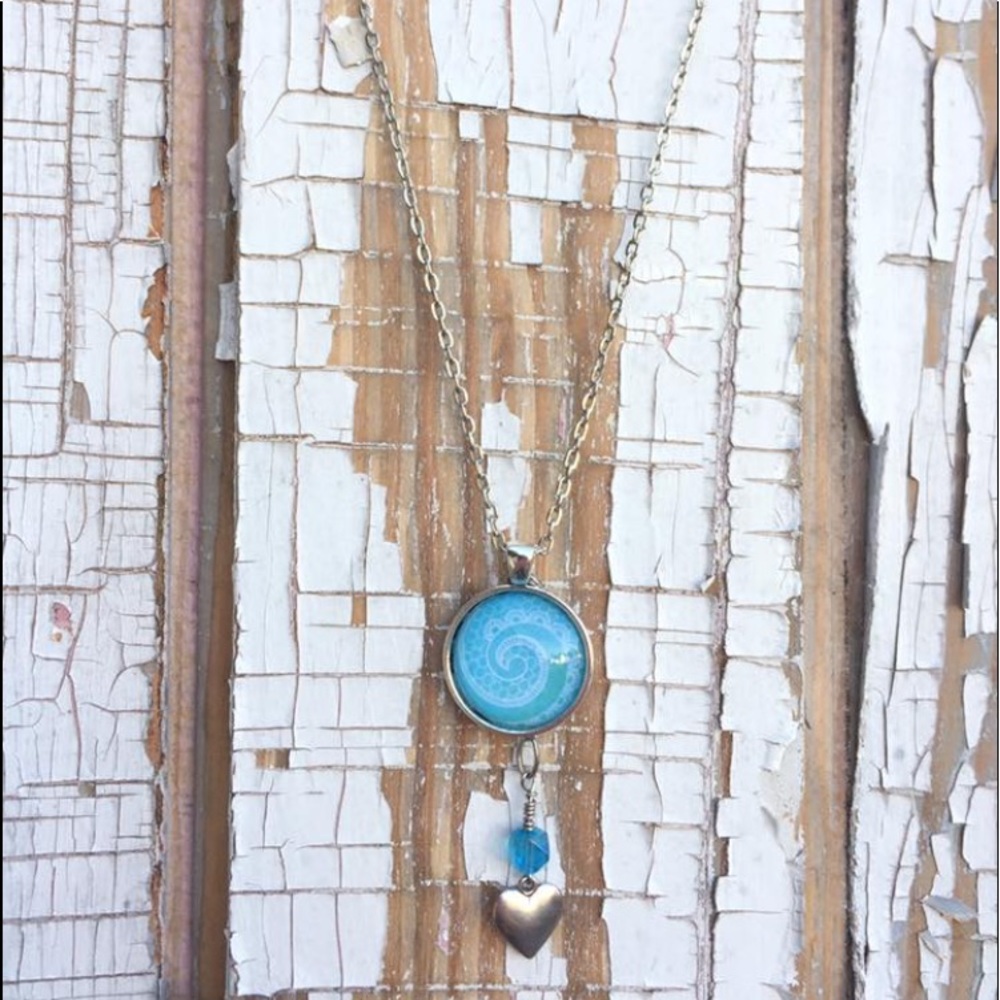 Necklace, turquoise & white